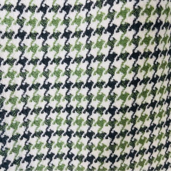 Vintage Talbots green white wool houndstooth preppy office pencil midi skirt 4 - Picture 4 of 7